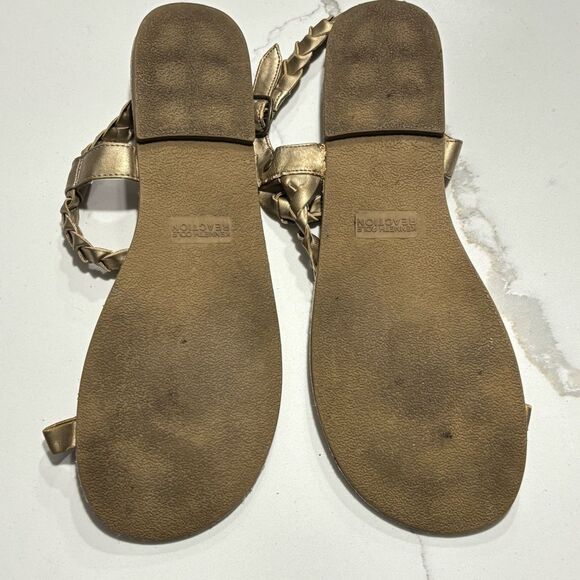 Kenneth Cole Reaction | Women’s Metallic Gold Braided Strappy Thong Sandals 9.5 - Picture 14 of 14